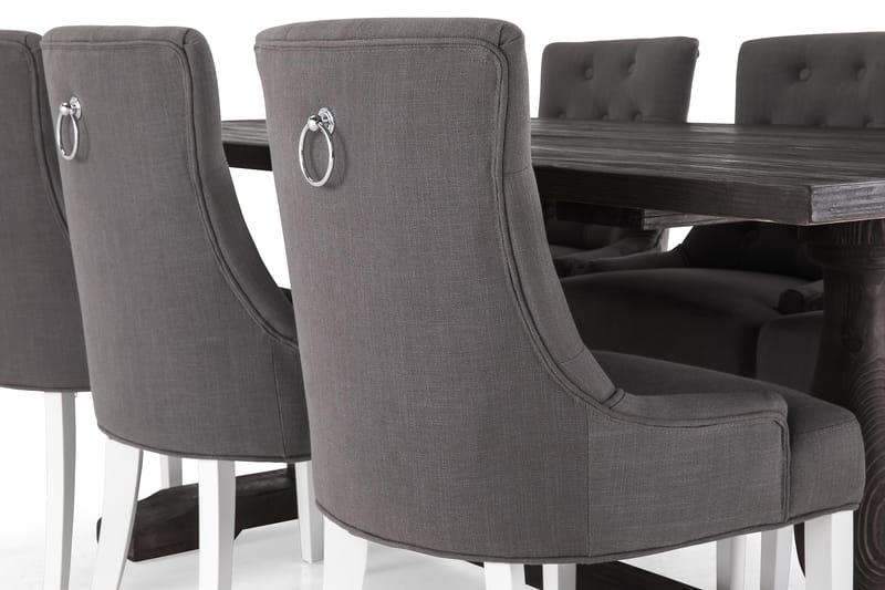 Dijon Matgrupp 200 cm med 6 Viktoria Fåtölj - Vintage Trä/Grå/Vit - Möbler - Bord & matgrupper - Matgrupper