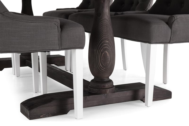 Dijon Matgrupp 200 cm med 6 Viktoria Fåtölj - Vintage Trä/Grå/Vit - Möbler - Bord & matgrupper - Matgrupper