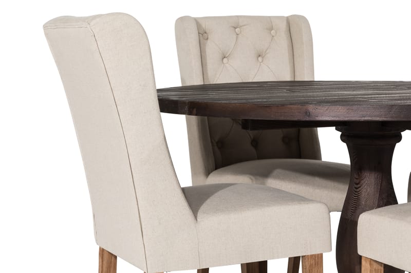 Dijon Matgrupp Rund 130 cm med 4 Irma Stol - Vintage Alm/Beige - Möbler - Bord & matgrupper - Matgrupper