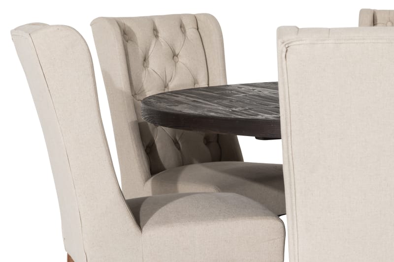 Dijon Matgrupp Rund 150 cm med 6 Irma Stol - Vintage Alm/Beige - Möbler - Bord & matgrupper - Matgrupper