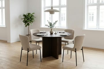 Edda Matgrupp runt 110 cm Rökt Ek med 4 Elsie Matstolar - Rökt ek/Beige - Möbler - Bord & matgrupper - Matgrupper