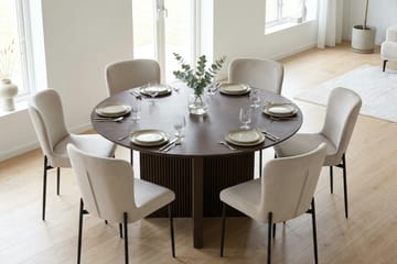 Edda Matgrupp runt 130 cm Rökt Ek med 6 Elsie Matstolar - Rökt ek/Beige - Möbler - Bord & matgrupper - Matgrupper