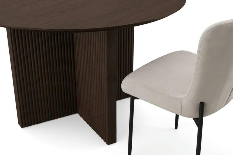 Edda Matgrupp runt 130 cm Rökt Ek med 6 Elsie Matstolar - Rökt ek/Beige - Möbler - Bord & matgrupper - Matgrupper