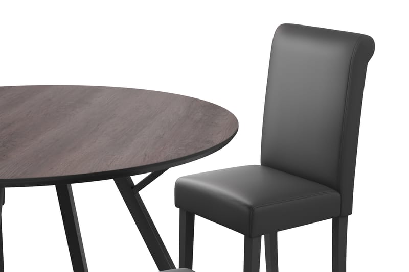 Eirys Matgrupp 120 cm Rund inkl 4 Ravea Stolar - Svart/Brun - Möbler - Bord & matgrupper - Matgrupper