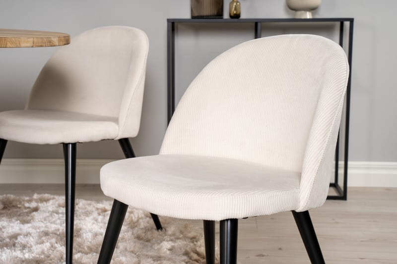 Ezra Matgrupp 100 cm Rund inkl 4 Valera Manchesterstolar - Teak/Svart/Beige - Möbler - Bord & matgrupper - Matgrupper