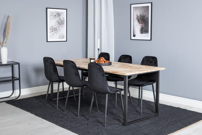 Ezra Matgrupp inkl 6 Ypas Stolar - Trä/Svart - Möbler - Bord & matgrupper - Matgrupper