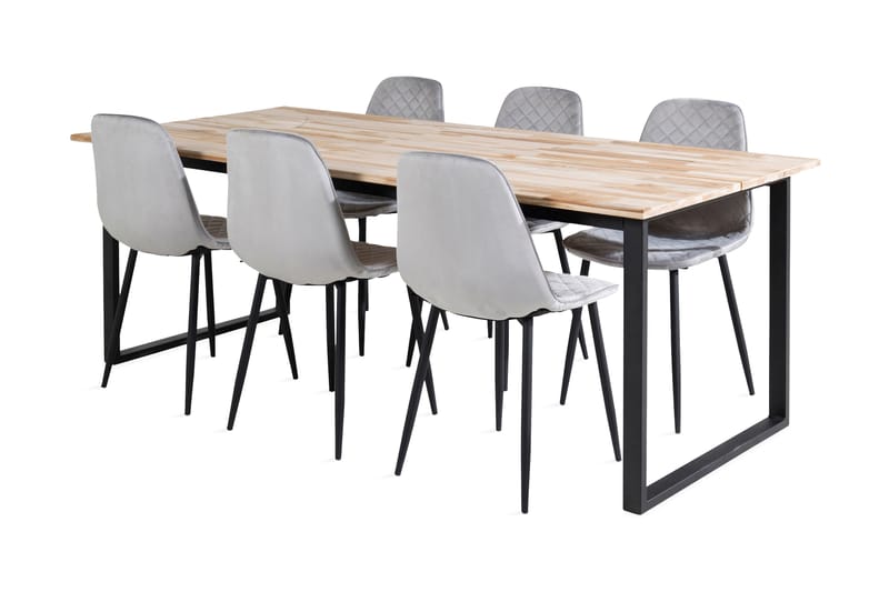 Ezra Matgrupp inkl 6 Ypas Stolar, Trä/Svart/Grå