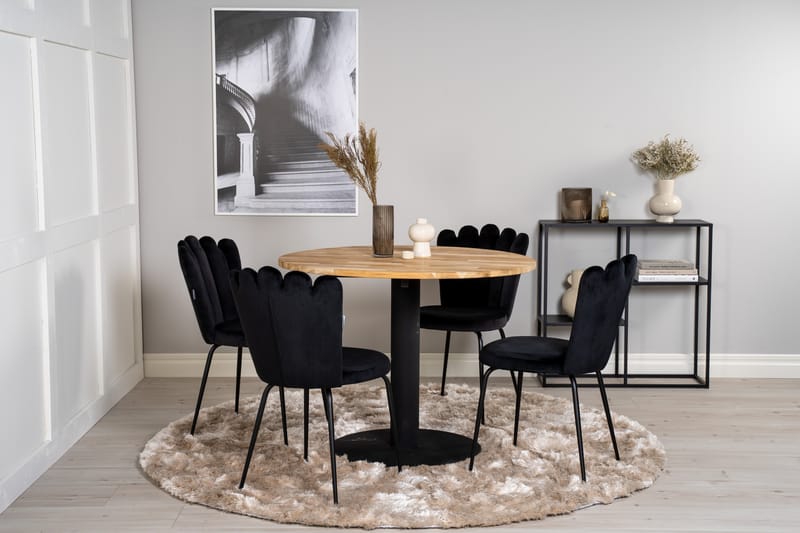 Ezra Matgrupp med 4 Limhamn Matstolar Svart - Furniture Fashion - Möbler - Bord & matgrupper - Matgrupper