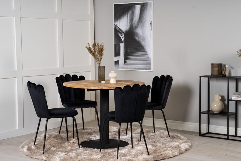 Ezra Matgrupp med 4 Limhamn Matstolar Svart - Furniture Fashion - Möbler - Bord & matgrupper - Matgrupper