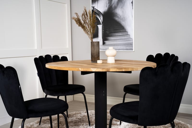 Ezra Matgrupp med 4 Limhamn Matstolar Svart - Furniture Fashion - Möbler - Bord & matgrupper - Matgrupper