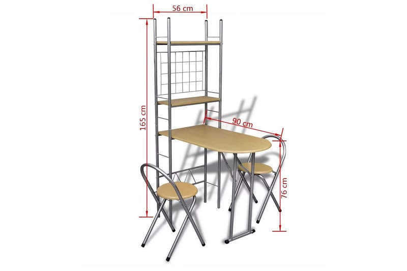 Fällbart frukost bar set med 2 stolar - Brun - Matgrupper