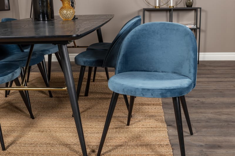 Gold Matgrupp Förlängningsbar 180-220 cm Rektangulär med 6 Velvet stolar - Möbler - Bord & matgrupper - Matgrupper