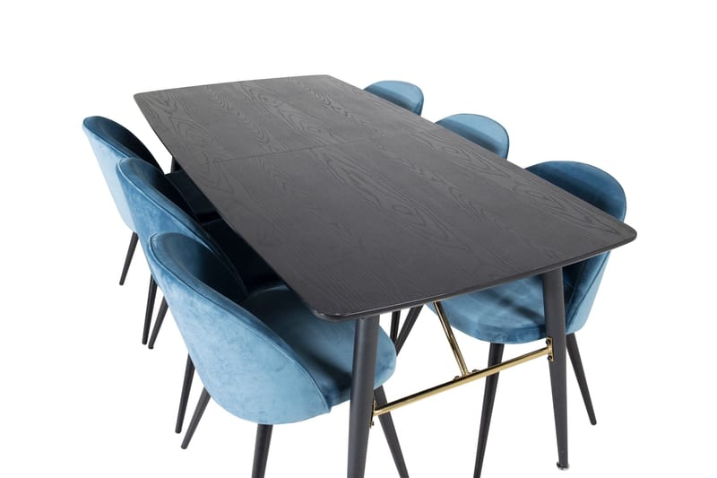 Gold Matgrupp Förlängningsbar 180-220 cm Rektangulär med 6 Velvet stolar - Möbler - Bord & matgrupper - Matgrupper