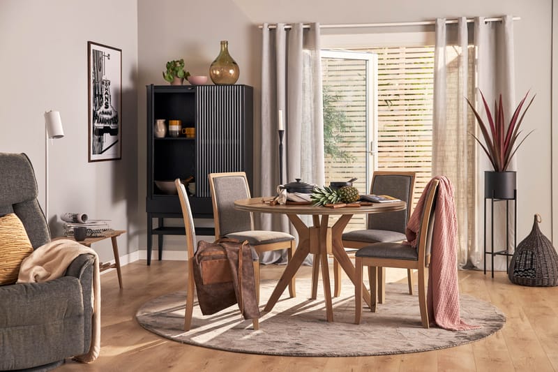 Grivita Rund Matgrupp 120 cm med 4 st Cadmos Matstolar - Grå - Möbler - Bord & matgrupper - Matgrupper