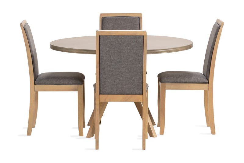 Grivita Rund Matgrupp 120 cm med 4 st Cadmos Matstolar - Grå - Möbler - Bord & matgrupper - Matgrupper