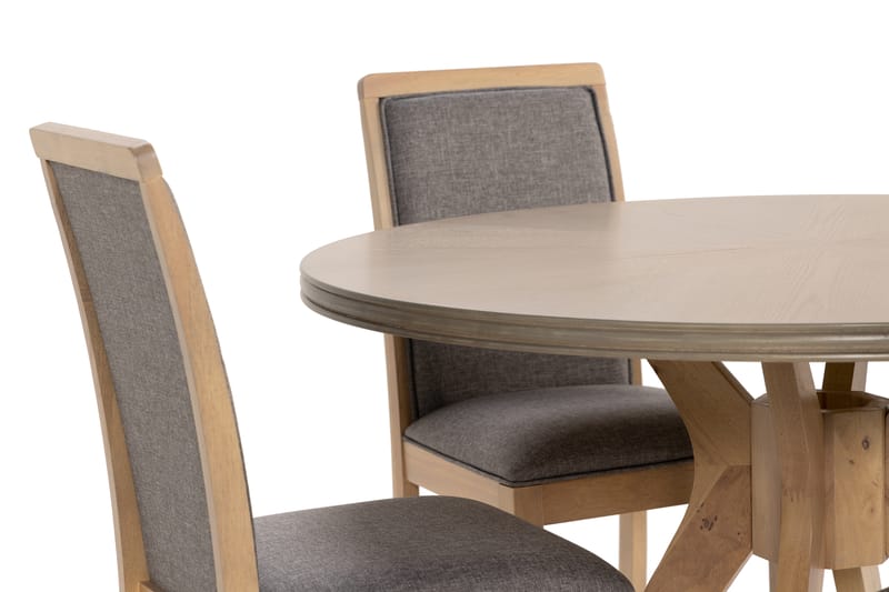 Grivita Rund Matgrupp 120 cm med 4 st Cadmos Matstolar - Grå - Möbler - Bord & matgrupper - Matgrupper