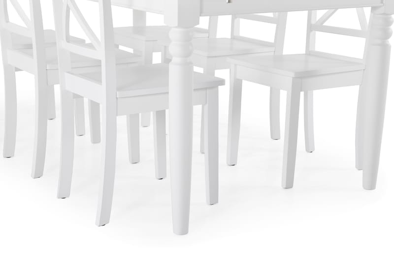 Hampton Matbord med 6 st Mirimar stolar - Vit - Matgrupper