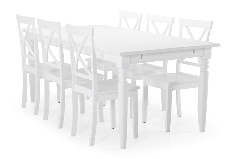 Hampton Matbord med 6 st Mirimar stolar - Vit - Matgrupper
