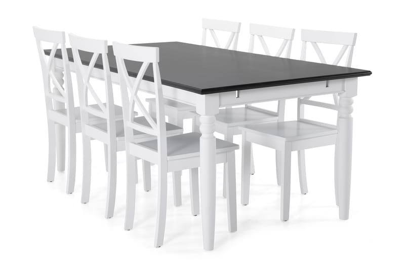 Hampton Matbord med 6 st Mirimar stolar - Vit/Svart - Matgrupper