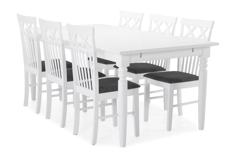 Hampton Matbord med 6 st Rebecka stolar - Vit - Matgrupper