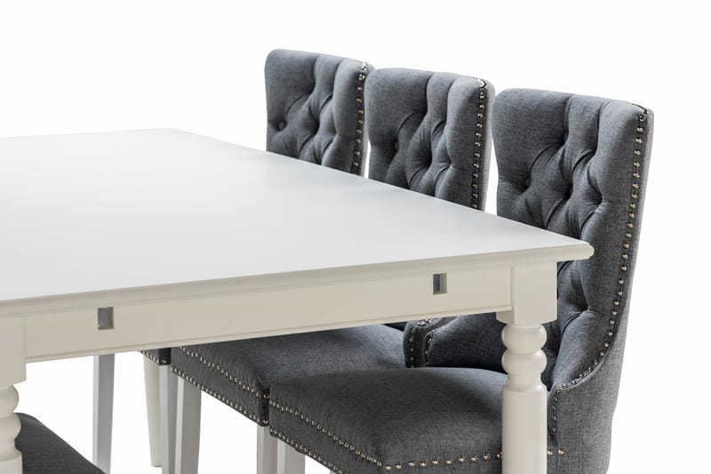 Hampton Matgrupp 190 cm inkl 6 Bergviken Stolar - Vit - Möbler - Bord & matgrupper - Matgrupper