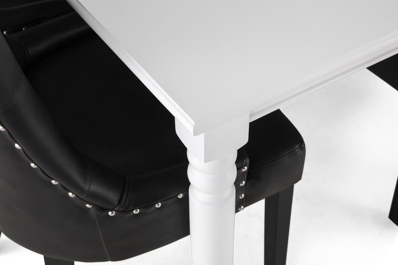Hampton Matgrupp 190 cm med 6 Tuva Fåtölj - Vit/Svart PU - Möbler - Bord & matgrupper - Matgrupper