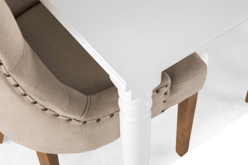 Hampton Matgrupp 190 cm med 6 Viktoria Fåtölj - Vit/Beige/Trä - Möbler - Bord & matgrupper - Matgrupper