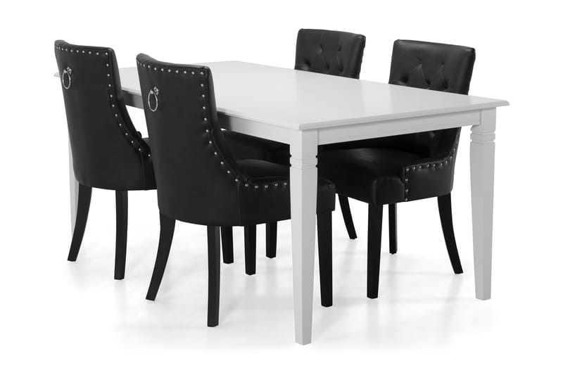 Hartford Matbord med 4 st Tuva stolar - Vit/Svart - Matgrupper