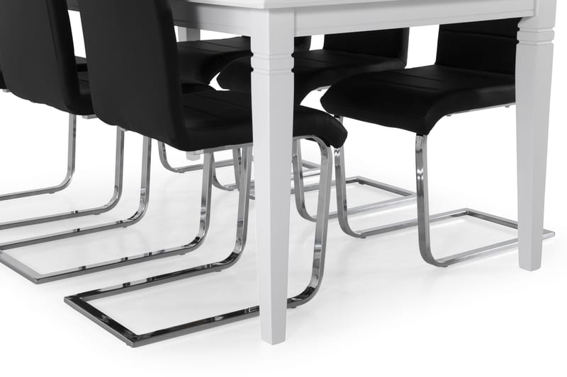 Hartford Matbord med 6 st Cibus stolar - Vit/Svart/Krom - Matgrupper
