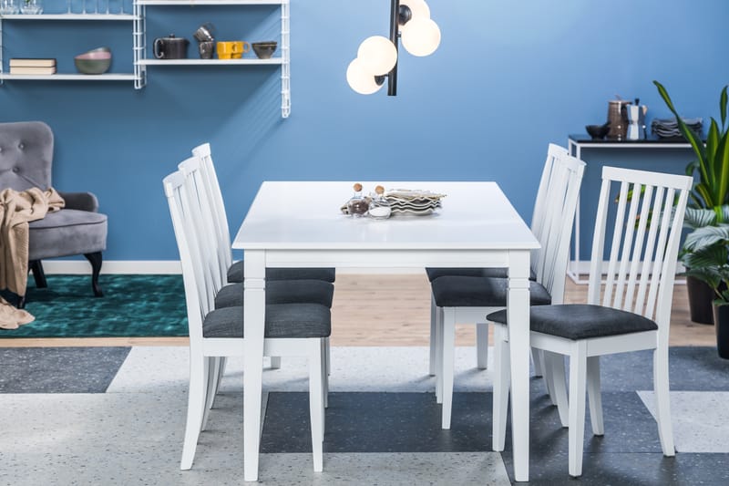 Hartford Matbord med 6 st Läckö stolar - Vit/Grå - Matgrupper
