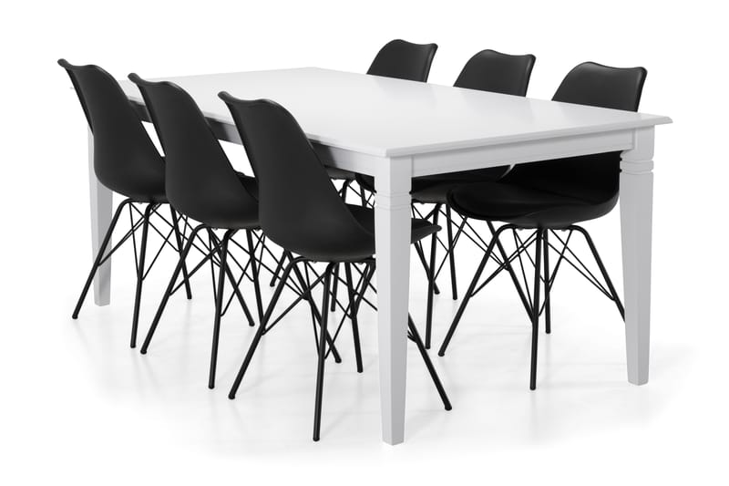 Hartford Matbord med 6 st Shell stolar - Svart - Matgrupper