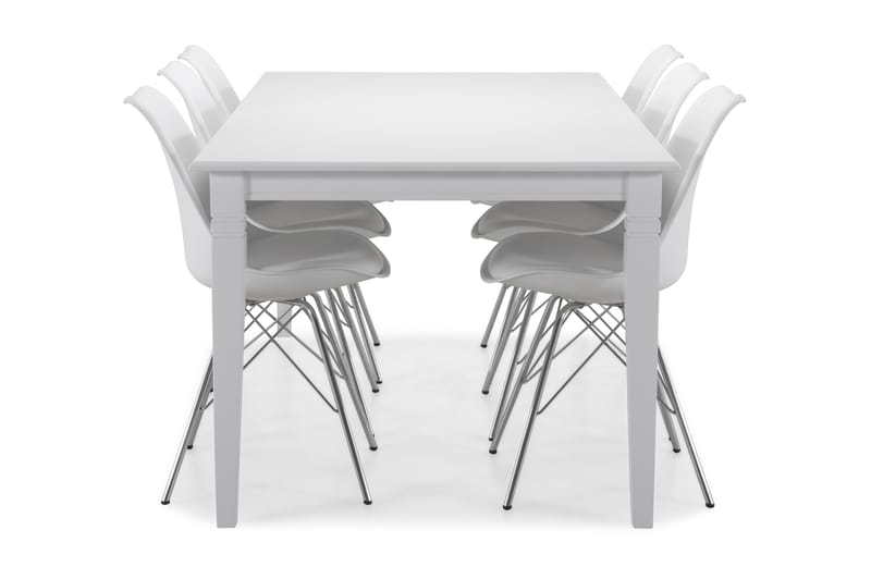Hartford Matbord med 6 st Shell stolar - Vit/Krom - Matgrupper