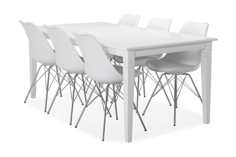 Hartford Matbord med 6 st Shell stolar - Vit/Krom - Matgrupper