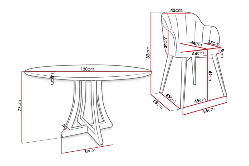 Hollan Matgrupp Rund Grå|Svart - Möbler - Bord & matgrupper - Matgrupper