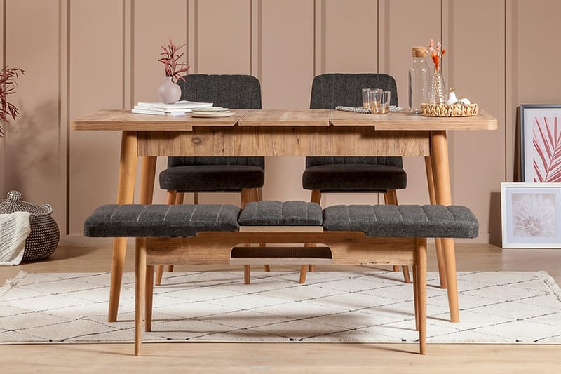 Idehult Matgrupp 4 delar 75 cm - Trä/natur/Antracit - Möbler - Bord & matgrupper - Matgrupper