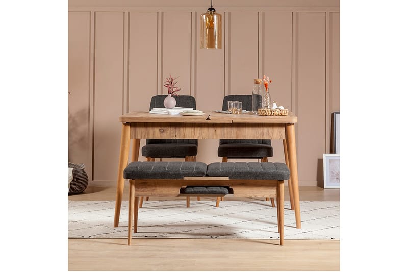 Idehult Matgrupp 4 delar 75 cm - Trä/natur/Antracit - Möbler - Bord & matgrupper - Matgrupper