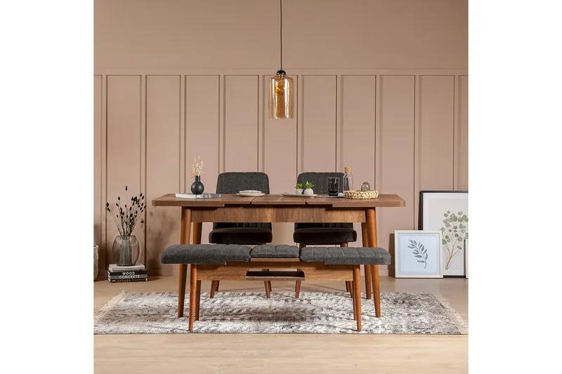 Idehult Matgrupp 4 delar 75 cm - Valnöt/Antracit - Möbler - Bord & matgrupper - Matgrupper