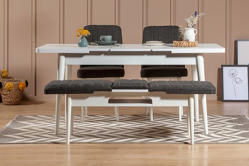 Idehult Matgrupp 4 delar 75 cm - Vit/Antracit - Möbler - Bord & matgrupper - Matgrupper
