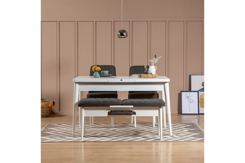 Idehult Matgrupp 4 delar 75 cm - Vit/Antracit - Möbler - Bord & matgrupper - Matgrupper