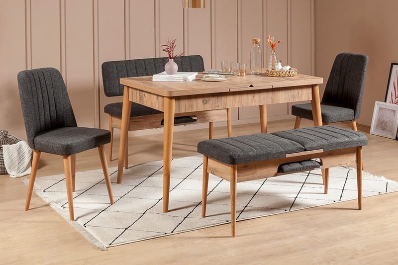 Idehult Matgrupp 5 delar 75 cm - Trä/natur/Antracit - Möbler - Bord & matgrupper - Matgrupper