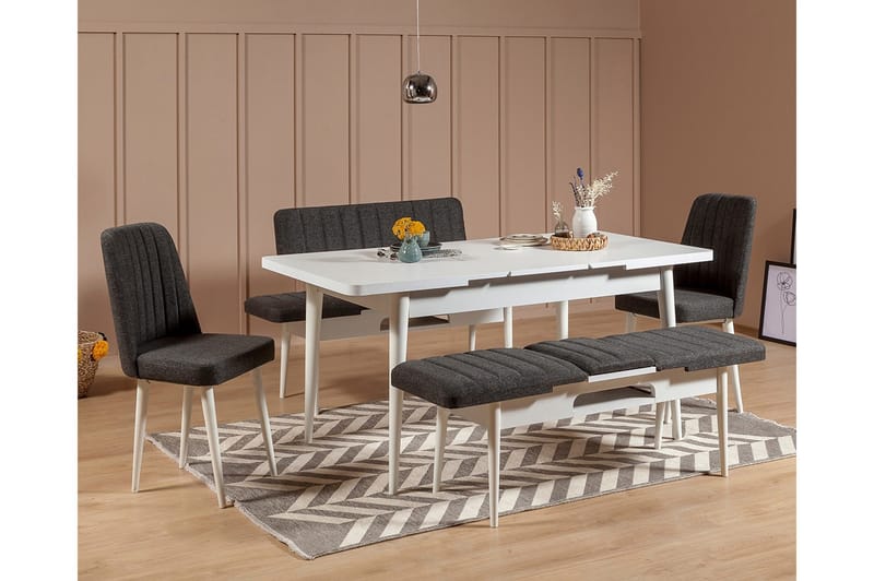 Idehult Matgrupp 5 delar 75 cm - Vit/Antracit - Möbler - Bord & matgrupper - Matgrupper