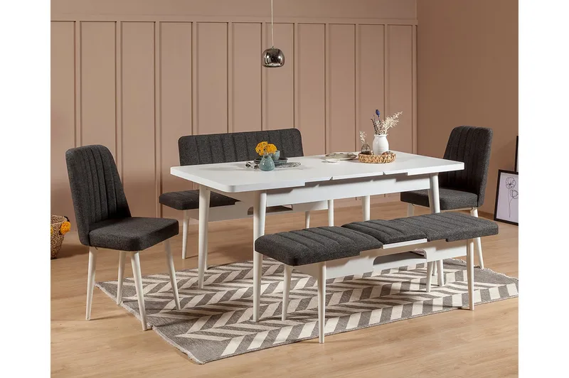 Idehult Matgrupp 5 delar 75 cm - Vit/Antracit - Möbler - Bord & matgrupper - Matgrupper