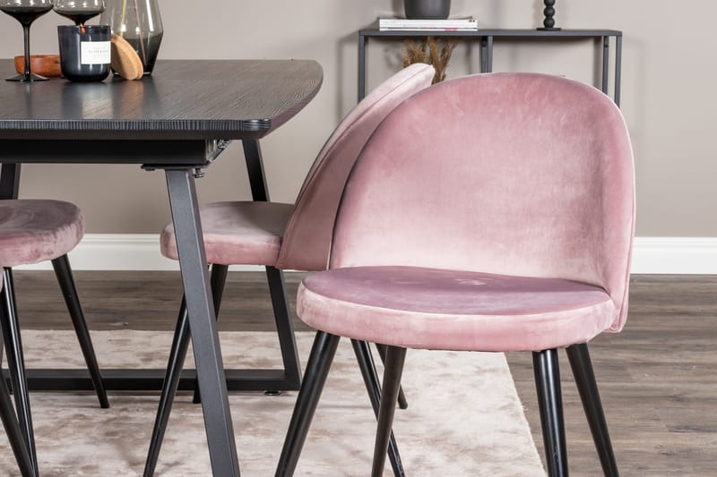 Inca Matgrupp Förlängningsbar 160 cm Rektangulär med 4 Velvet stolar - Möbler - Bord & matgrupper - Matgrupper