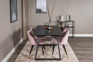 Inca Matgrupp Förlängningsbar 160 cm Rektangulär med 4 Velvet stolar - Möbler - Bord & matgrupper - Matgrupper