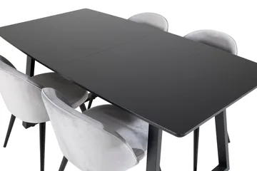 Inca Matgrupp Förlängningsbar 160 cm Rektangulär med 4 Velvet stolar - Möbler - Bord & matgrupper - Matgrupper