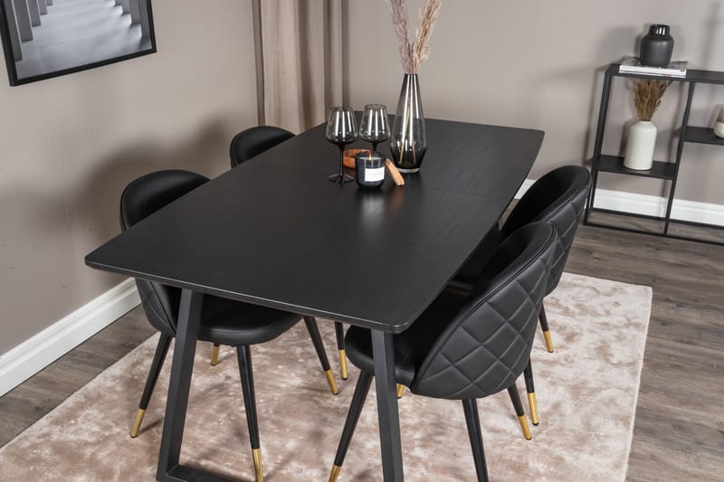 Inca Matgrupp Förlängningsbar 160 cm Rektangulär med 4 Velvet stolar - Möbler - Bord & matgrupper - Matgrupper