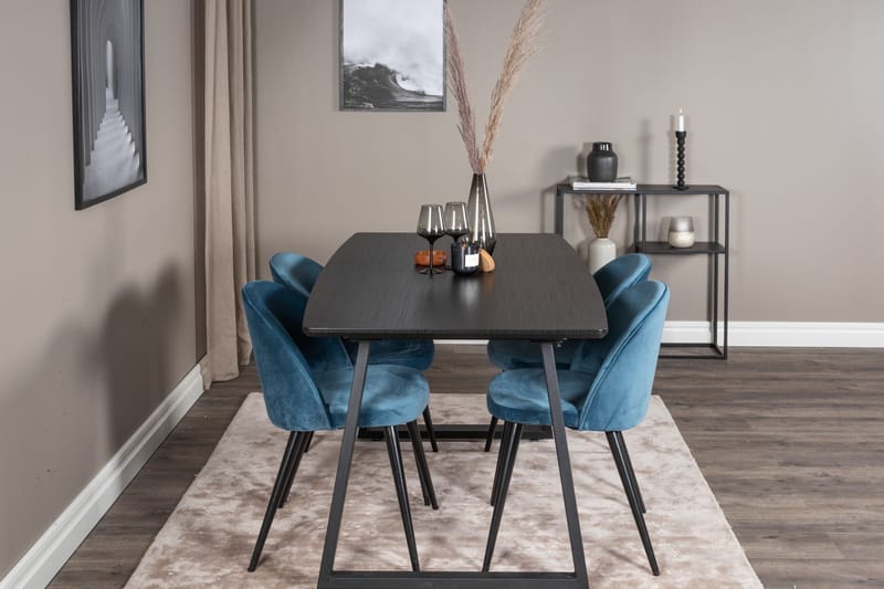 Inca Matgrupp Förlängningsbar 160 cm Rektangulär med 4 Velvet stolar - Möbler - Bord & matgrupper - Matgrupper