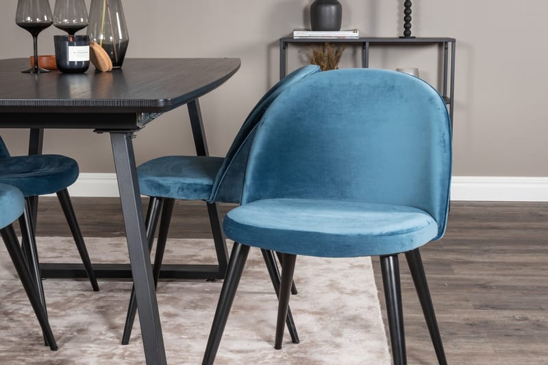 Inca Matgrupp Förlängningsbar 160 cm Rektangulär med 4 Velvet stolar - Möbler - Bord & matgrupper - Matgrupper