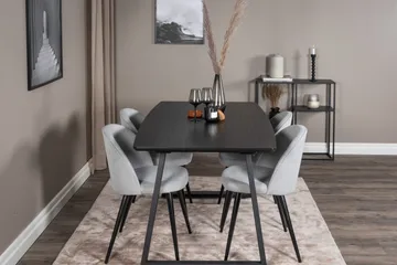 Inca Matgrupp Förlängningsbar 160 cm Rektangulär med 4 Velvet stolar - Möbler - Bord & matgrupper - Matgrupper