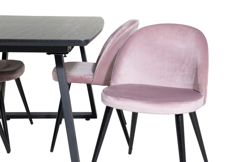 Inca Matgrupp Förlängningsbar 160 cm Rektangulär med 4 Velvet stolar - Möbler - Bord & matgrupper - Matgrupper